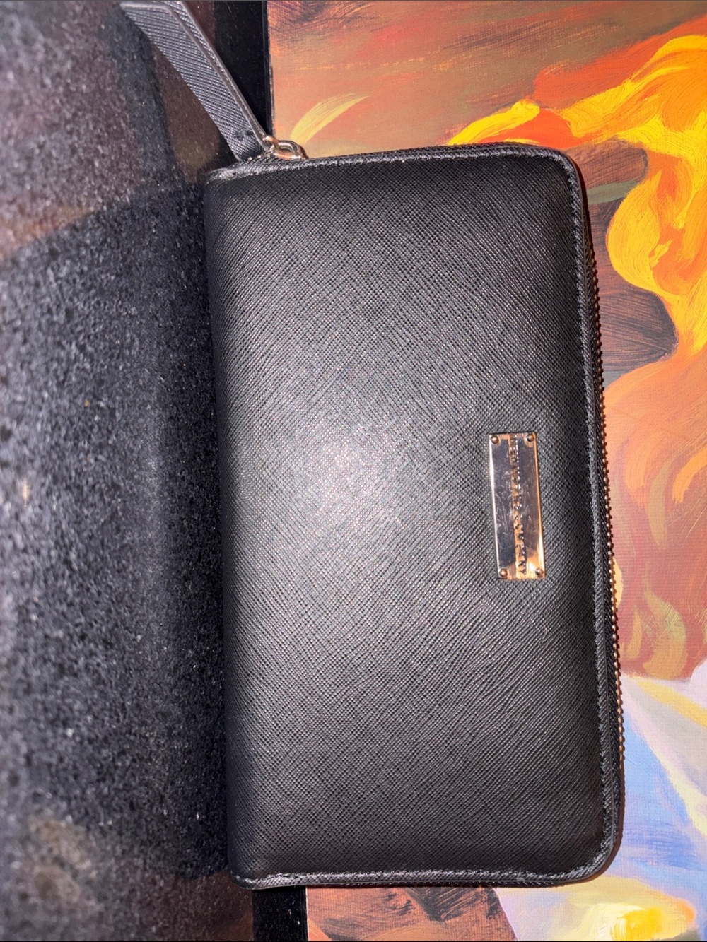NWOT New York & Company Black Saffiano Wallet with Gold Plate